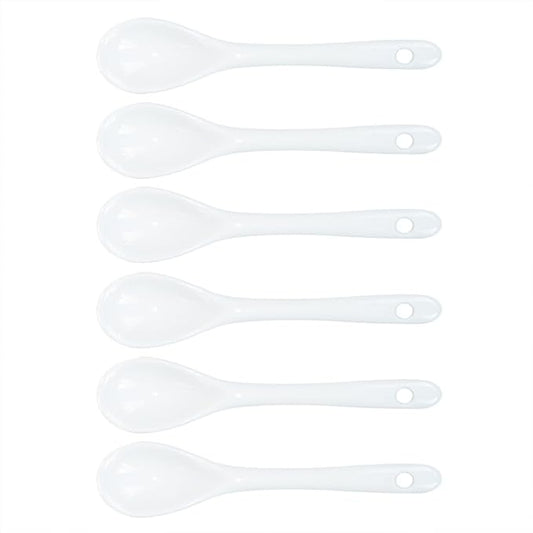White 6 pcs Porcelain Egg Spoons Ceramic Spoons 4.7 inch Coffee Dessert Yogurt Tea Milky Tea
