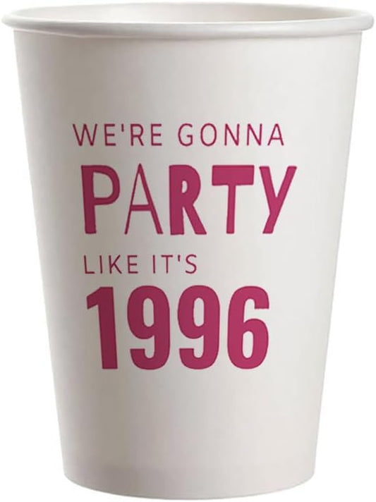 SharkBliss 1996 30th Birthday Party Cups 9oz Pink 20 Pack Party Supplies – Party Like It's 1996