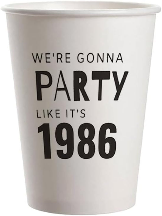 SharkBliss 1986 40th Birthday Party Cups 9oz Black 20 Pack for Him Her – Party Like It's 1986