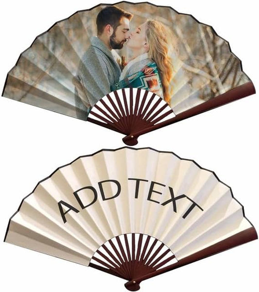 WERWAES 24Pcs Personalized Folding Fan with Custom Photo Hand Held Fans Foldable for Wedding Dancing Saloon Cosplay Party Props Decorative Folding Fans