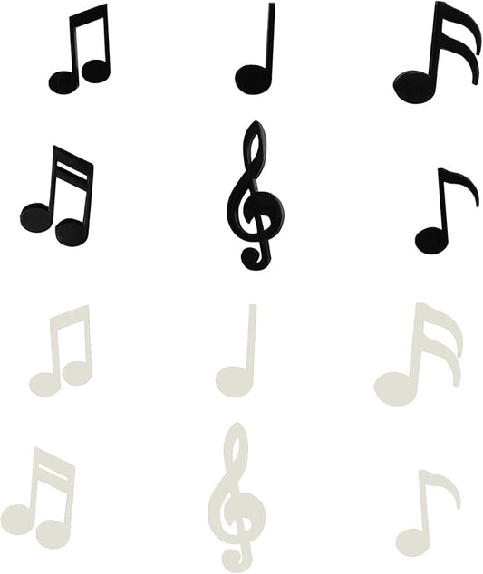 Creative Musical Note Refrigerator Magnets Set of 12 Message Magnet for Whiteboard, Dry Erase Board Decoration Refrigerator (6*White+6*Black)