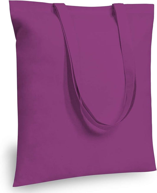 TOPDesign 24-Pack Economical 16"x15" Purple Cotton Tote Bag, Lightweight Medium Reusable Grocery Shopping Cloth Bags, Suitable for DIY, Advertising, Promotion, Gift, Activity