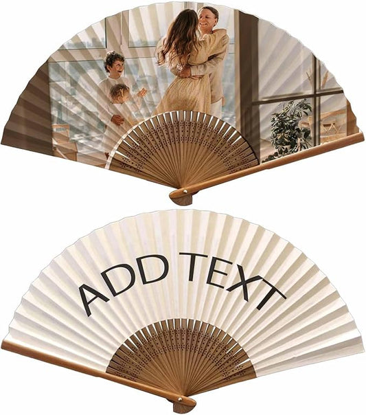 WERWAES 48Pcs Custom Folding Fan with Photo Hand Held Fans Foldable for Wedding Dancing Saloon Cosplay Party Props Decorative Folding Fans Iedal Personalized Gifts for Women Men