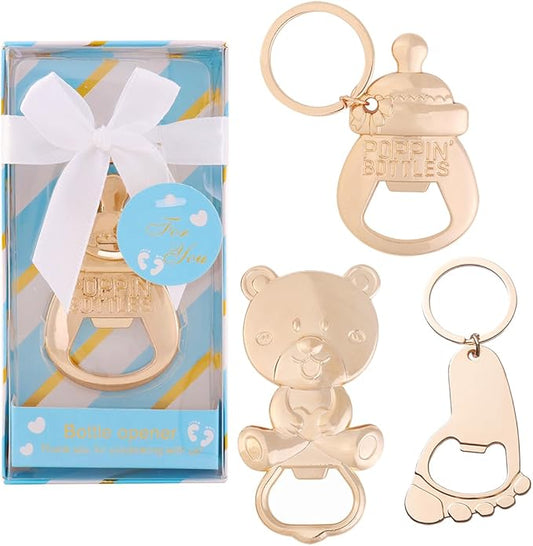 24 pcs Bear Bottle Opener Baby Shower Favors,Baby Shower Return Gifts for Guest Baby Shower Souvenir Supplies Parent to Be Party Souvenirs Gift with Exquisite Packaging Decorations (24, Blue-M)
