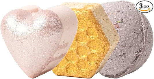 Pacha Soap Co. Froth Bath Bombs - Jasmine Gardenia, Sweet Honey Almond, and French Lavender Scents, Handmade, Nourishing & Moisturizing Bath Bombs with Essential Oils, Made in The USA - 3 Pack
