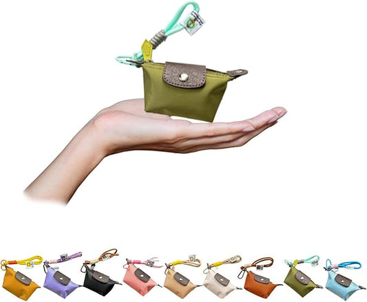 Mini Nylon Dumpling Coin Purse, Mini Nylon Dumpling Bag with Wrist Strap, Lightweight 1.4 OZ(40g), Women’s Cute Change Purse Wallet with Zipper and Keychain, for Cards Keys and Earbuds (3, green)