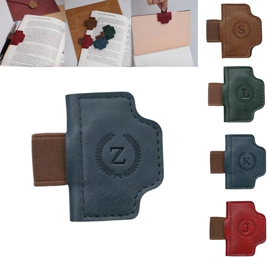 Personalized Magnetic Bygone Mark Bookmark with Pen Holder, 26 Letters Name Initial Custom Leather Book Mark for Women, Gifts for Book Lovers and Readers (Blue,Z)