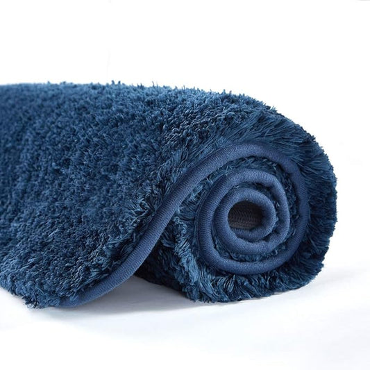 Suchtale Bathroom Rug Non Slip Bath Mat for Bathroom (16 x 24, Navy) Water Absorbent Soft Microfiber Shaggy Bathroom Mat Machine Washable Bath Rug for Bathroom Thick Plush Rugs for Shower