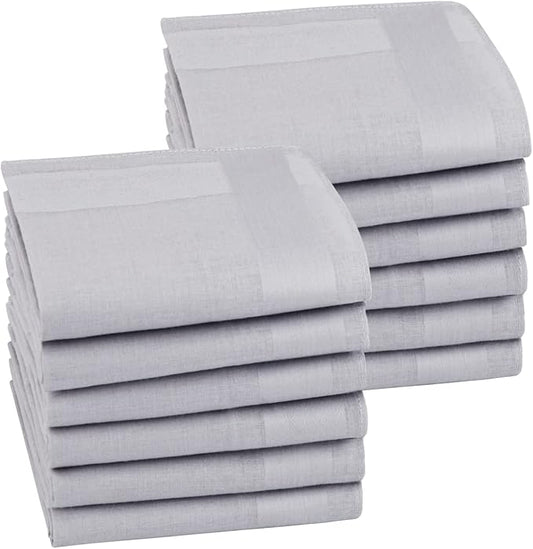 HOULIFE Men's Cotton Handkerchiefs, Solid Color 60S Soft Cotton Hankies for Men Women 6/12PCS 15.7"×15.7"