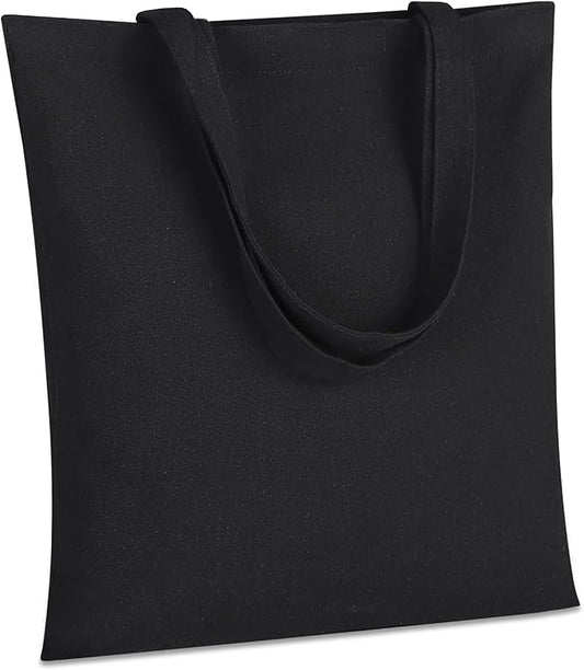 FF Sgdfc 18 Pcs Canvas Tote Bags, Natural Color Tote Bags 15 x 16 inch Sustainable Eco Friendly reusable, for Grocery Bags, DIY Gift Bags, Shopping Bags (Black)