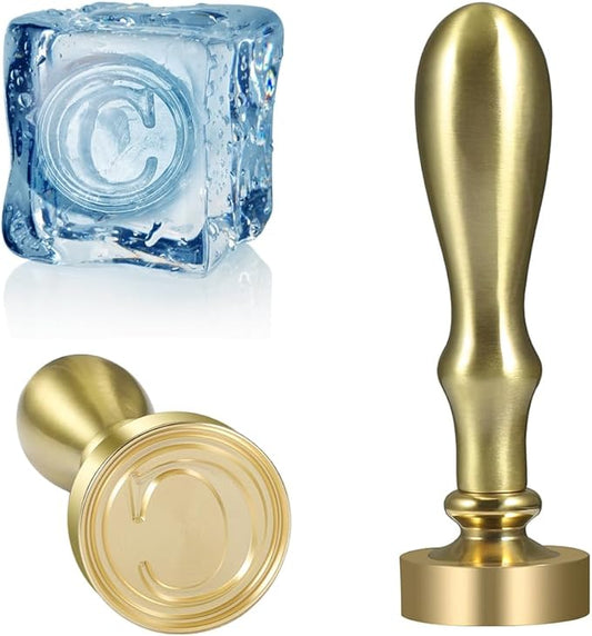 Ice Cube Stamp for Cocktails Ice Stamp Brass Head with Handle, Ice Branding Stamp for Ice Cubes Cocktail Whiskey Drinks Party Wedding Making DIY Crafting (Letter C)