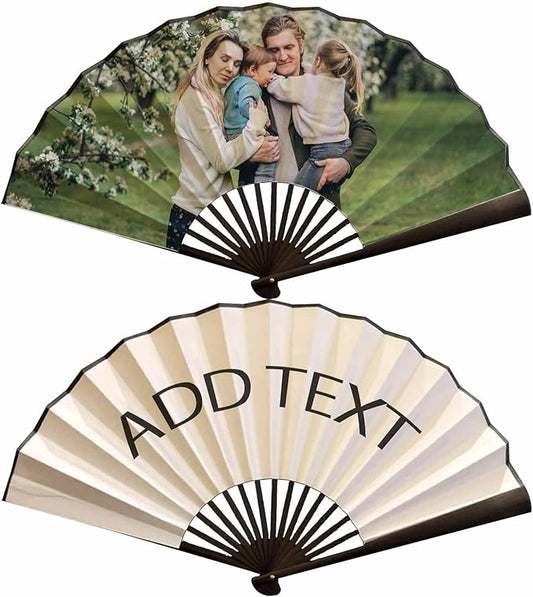 WERWAES 48Pcs Custom Folding Fan with Photo Hand Held Fans Foldable for Wedding Dancing Saloon Cosplay Party Props Decorative Folding Fans Iedal Personalized Gifts for Women Men