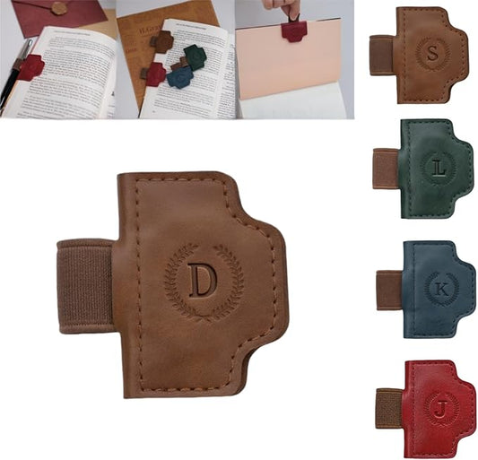 Personalized Magnetic Bygone Mark Bookmark with Pen Holder, 26 Letters Name Initial Custom Leather Book Mark for Women, Gifts for Book Lovers and Readers (Brown,D)