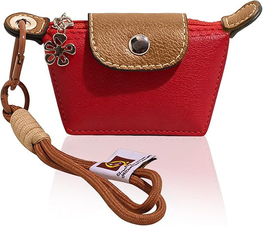Mini Nylon Dumpling Bag for Women, Tiny Dumpling Coin Purse Keychain with Detachable Strap, Small Travel Wallet for Cards Keys Coins & Everyday Essentials (red)