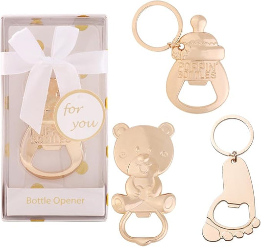 24 pcs Bottle Opener Baby Shower Favors,Baby Shower Return Gifts for Guest Baby Shower Souvenir Supplies Parent to Be Party Souvenirs Gift with Exquisite Packaging Decorations(24, White-M)