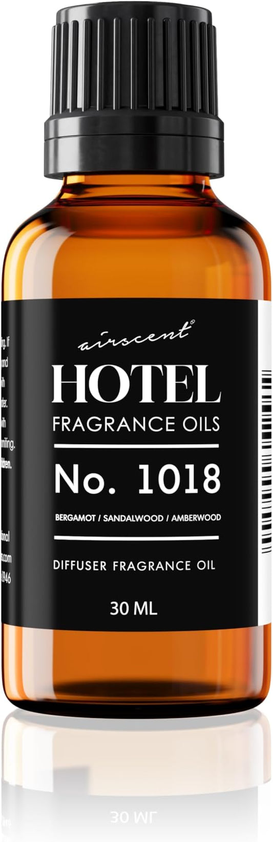 AirScent Hotel Diffuser Oil No. 1018 - Bergamot Sandalwood Amberwood - Hotel Scent Dupe - Premium Fragrance Oil for Ultrasonic and Waterless Diffusers and Crafting - 30 ml, 1 fl oz Glass Bottle