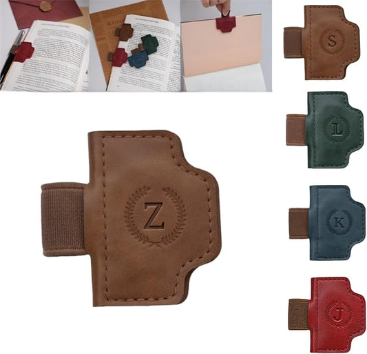 Personalized Magnetic Bygone Mark Bookmark with Pen Holder, 26 Letters Name Initial Custom Leather Book Mark for Women, Gifts for Book Lovers and Readers (Brown,Z)