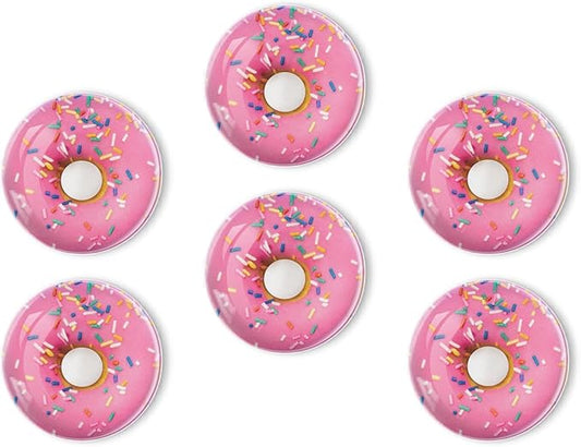 Fridge Magnets 6 Pcs Araffe Donut with Pink Frosting and Sprinkles Round Strong Magnetic Glass Small Refrigerator Magnet,Home Decoration for Office Whiteboards,Classrooms,Cabinet and Dishwasher