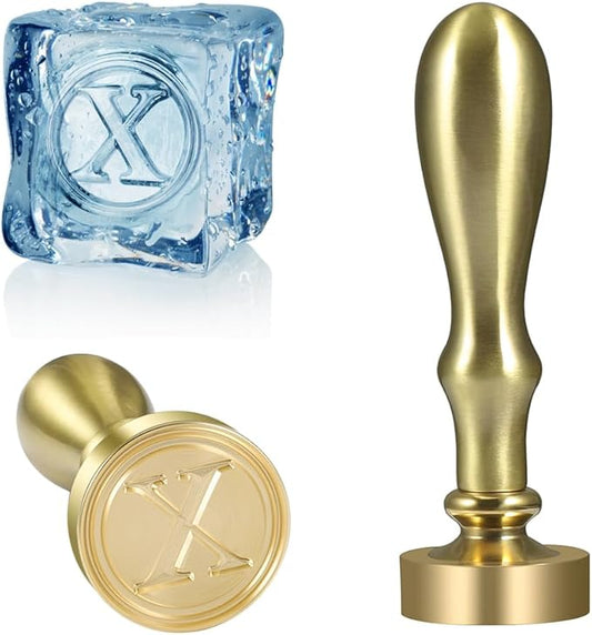 Ice Cube Stamp for Cocktails Ice Stamp Brass Head with Handle, Ice Branding Stamp for Ice Cubes Cocktail Whiskey Drinks Party Wedding Making DIY Crafting (Letter X)