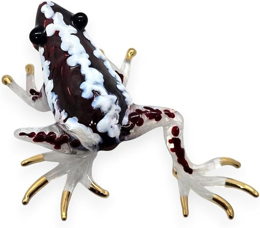 WitnyStore 5¼" Dark Red White Frog Artistic Blown Glass Figurine Premium Hand-Blown Statue Tabletop Decoration Unique Collectible for Adult Collectors Handcrafted Elegant Home Room Decor