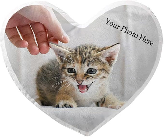 Custom Heart Shaped Pillow, Personalized Pillow with Photo, Decor Throw Pillow Inserts for Bedroom Living Room, 12 in