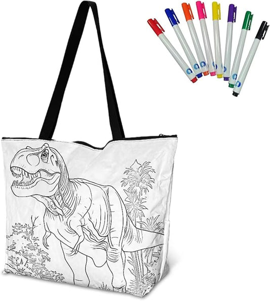 Cartoon Animal Printed DIY Coloring Tote Bag Waterproof Paper Handbags for Women Large Travel Shoulder Bags Purses