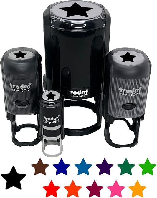 Star Shape Excellent Self-Inking Rubber Stamp Ink Stamper for Stamping Crafting Planners - 3/4 Inch Small - Red Ink
