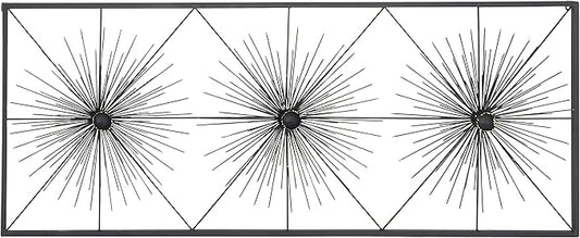 Deco 79 Metal Starburst Home Wall Decor Sea Urchin Wall Sculpture with Black Frame, Wall Art 59" x 3" x 24", Black