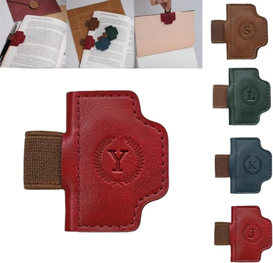Personalized Magnetic Bygone Mark Bookmark with Pen Holder, 26 Letters Name Initial Custom Leather Book Mark for Women, Gifts for Book Lovers and Readers (Red,Y)
