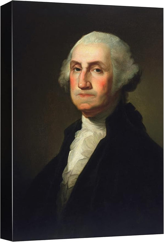 wall26 Canvas Print Wall Art Portrait of George Washington People Pop Culture Historical Realism Famous Closeup Colorful Multicolor Classical for Living Room, Bedroom, Office - 16"x24"