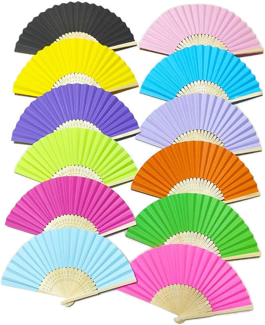 Paper Hand Fans, 8.3 Inch Foldable Handheld Fans for Wedding Favors, Party Decorations, Bridal Shower, Baby Shower, Summer Cooling, Decoration Fan (Multicolor)