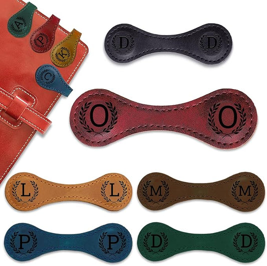 Personalized Magnetic Leather Bookmark - 26 Letters Vintage Engraved Book Marks,Custom Bookmark with Initial,Bookmarks for Women,Reading,Book Lovers (Red, O)