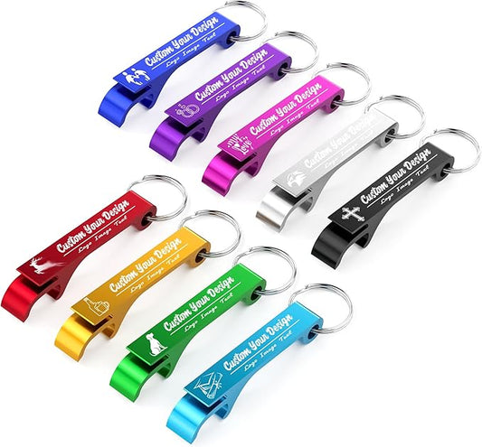 30 Pcs Personalized Bottle Opener Keychain Bulk, Custom Aluminum Beer Bottle Opener Engraved Your Own Text Logo Keychain Can Opener for Bar, Graduation, Party, Wedding Favors Gift (30 Pcs)