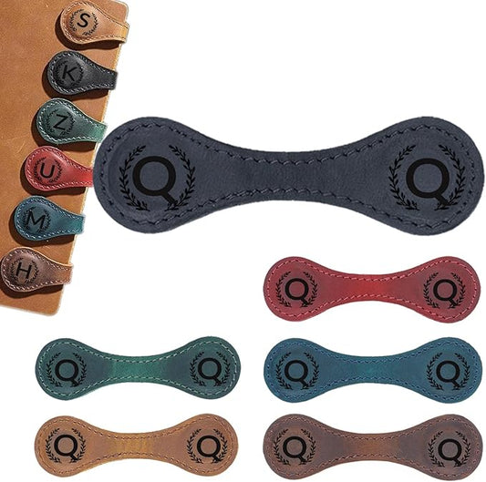 Magnetic Leather Bookmark with 26 Initial for Reading Women,Personalized Magnet Book Marks Gifts for Men,Book Lovers