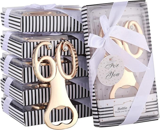 12 Packs Creative Bottle Openers for 60th Birthday Party Favors or 60th Wedding Anniversary Party Gifts 60th Birthday Party Gifts Souvenirs Decorations for Guests(60th)