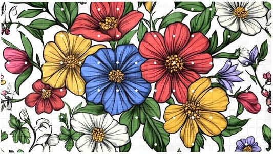 Spring Garden Flowers Leaves and Wild Flowers Bath Tub and Shower Mats, Non Slip Bathmat with Drain Holes and Suction Cups for Bathroom Floor, 15.1 x 26.8 Inch