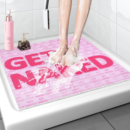 Shower Mat Non Slip Square - 32x32 Inch Soft Comfortable Shower Floor Mat with Drain - PVC Loofah Bath Mat for Shower, Bathroom and Wet Areas - Quick Drying & Easy Cleaning