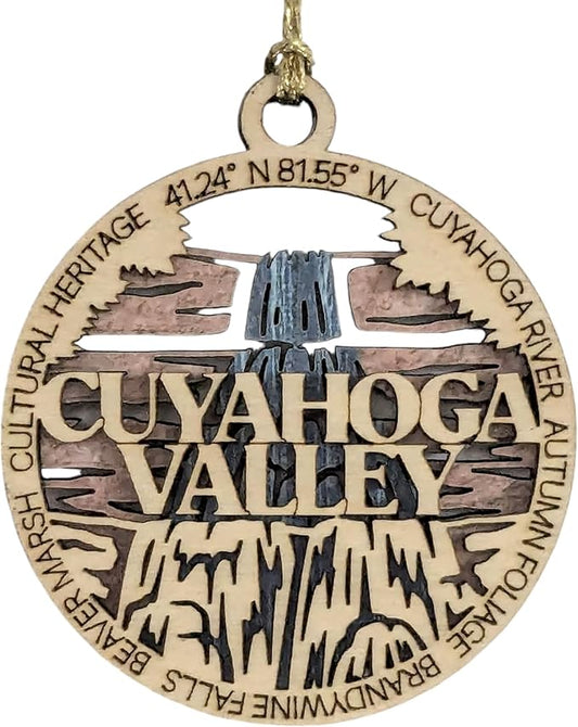 Cuyahoga Valley National Park Wood Ornament - Handmade 3" Laser Cut Christmas Decoration, Ohio Souvenir, Nature Lover Gift