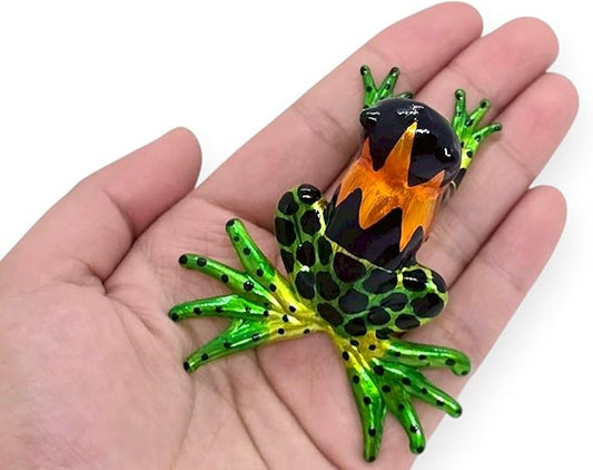 WitnyStore 2¼" Black Orange Green Frog Artistic Blown Glass Figurine Premium Hand-Blown Statue Tabletop Decoration Unique Collectible for Adult Collectors Handcrafted Elegant Home Room Decor