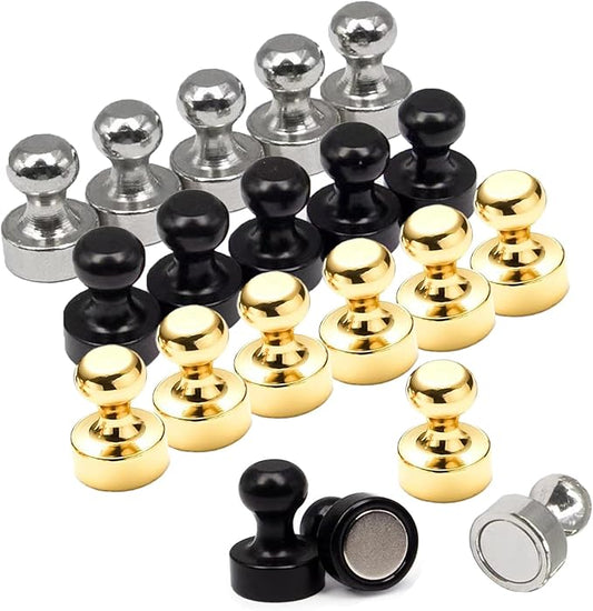 Fridge Magnet, 20Pcs Refrigerator Magnets, Small and Strong Magnets for Whiteboard, Office, Classroom, Map, Kitchen Accessories, Office Accessories, Locker Accessories (Black，Silver，Blonde)
