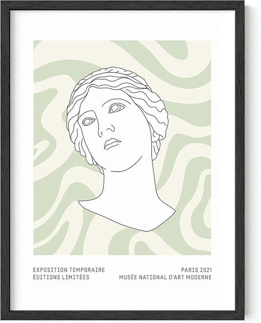 HAUS AND HUES Sage Green Aesthetic Wall Decor, Green Poster for Room, Relaxing Wall Art, Danish Pastel Poster (Black Framed, 12x16)