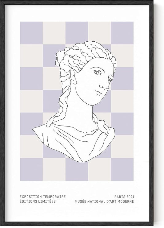 HAUS AND HUES Danish Pastel Purple Poster - Aesthetic Room Decor, Purple Picture Wall Decor, Danish Pastel Cute Poster (Black Frame, 24x36)