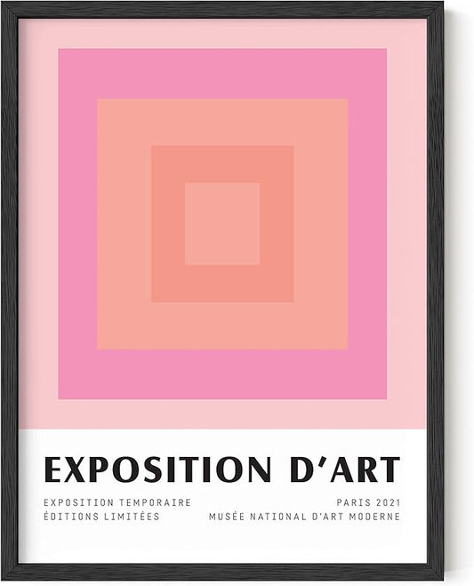 HAUS AND HUES Art Exhibition Poster, Danish Pastel Wall Decor, Pink Aesthetic Wall Art, Geometric Art Prints (Unframed, 12x16)
