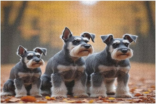 Miniature Schnauzers in Autumn Park - 1000 Piece Jigsaw Puzzles for Adults，Stress Relieving Game Props Positive Thinking Puzzles Party Entertainment Puzzles for Adults and Teens Toy