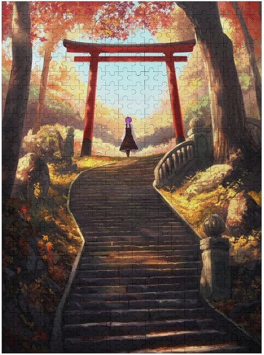 Adult Wooden Puzzle 500 Pieces - Golden Forest Pathway at Dusk Theme Jigsaw Puzzles， Exquisite Art Design，for Puzzles Challengers and Enthusiasts，Puzzle Games for Children and Adults