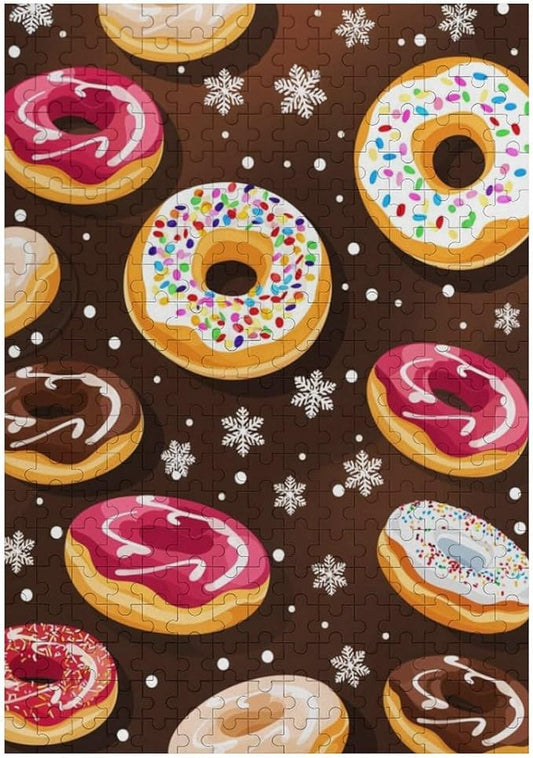 Puzzles for Adults 300 Pieces Wooden Jigsaw Puzzle - Christmas Donuts Theme Wooden Puzzle，Suitable for Teenagers and Kids Puzzles，Educational Games，Wall Art Decorations，Holiday Birthday Gifts