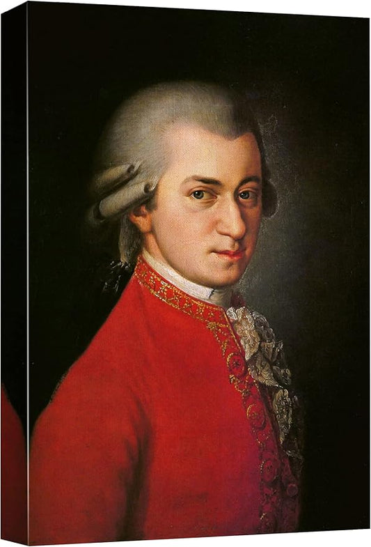 wall26 Canvas Print Wall Art Portrait of Wolfgang Amadeus Mozart People Pop Culture Historical Realism Famous Closeup Colorful Multicolor Classical for Living Room, Bedroom, Office - 16"x24"