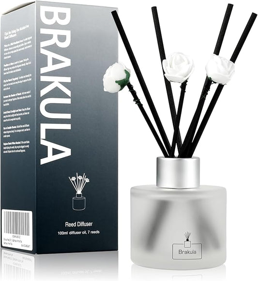 Brakula Reed Diffuser Set, Moroccan Amber Scented， Reed diffusers for Home， Home Fragrance Diffuser with 7 Reed Sticks for Room/Bathroom Decor 3.38 fl oz (Moroccan Amber)