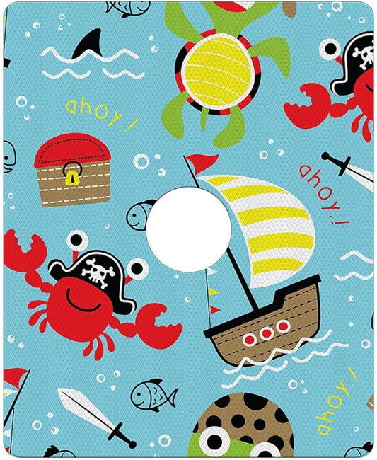 Kahuna Grip™ Non-Slip Peel and Stick Bath & Shower Mat - Pirates Ahoy (26x32 w/6" Center Drain Hole)