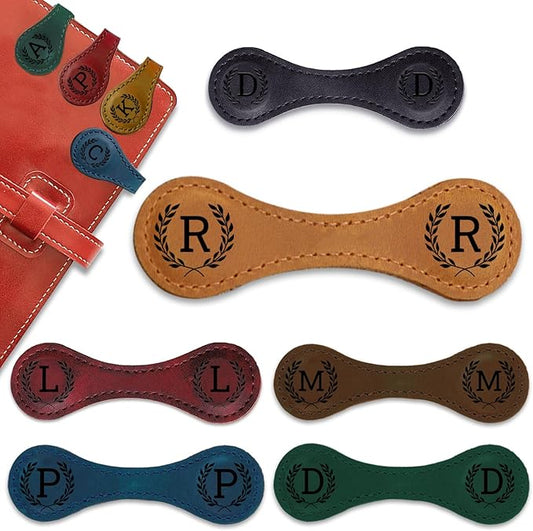 Personalized Magnetic Leather Bookmark - 26 Letters Vintage Engraved Book Marks,Custom Bookmark with Initial,Bookmarks for Women,Reading,Book Lovers (Yellow, R)